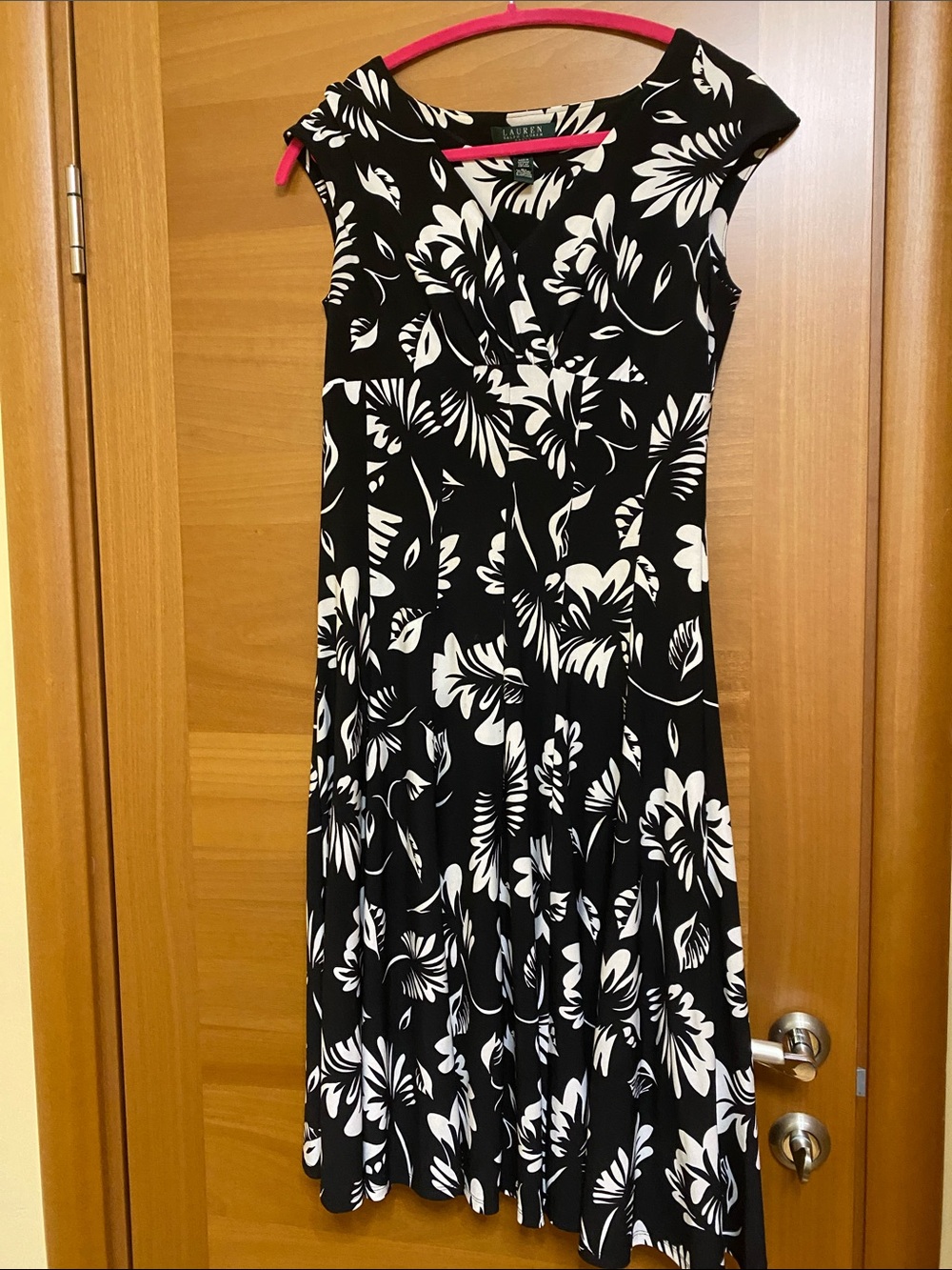 Lauren Ralph Lauren Black and White Floral Midi Dress